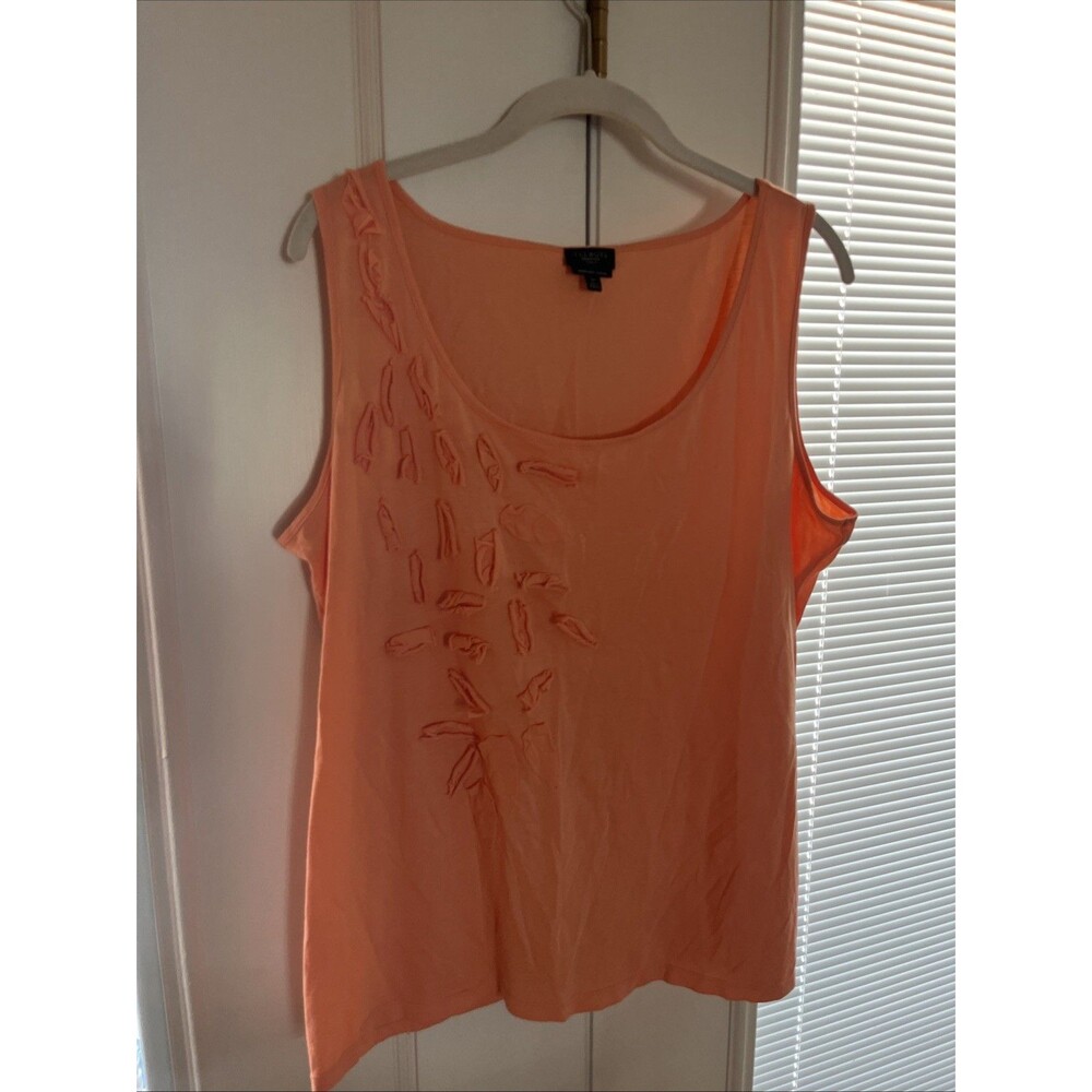 Talbots Plus Pima Cotton Peach Mixed Media Tank Size 1X